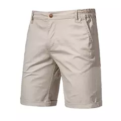 Calça curta de cintura elástica masculina, 100% algodão, monocromática, casual, de negócios, social, alta qualidade, nova, verão 2022 - loja online