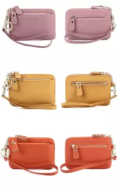 Royal Bagger-carteira curta para mulheres, couro genuíno de vaca, bolsa de embreagem fofa, porta-moedas com zíper, porta-cartão com chaveiro, na moda