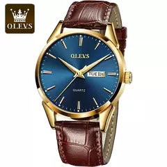 Olevs relógios de quartzo dos homens marca luxo casual moda relógio masculino para presentes couro respirável à prova dwaterproof água relógio de pulso luminoso - loja online