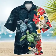 Flamingo desenho animado 3D dos homens camisa havaiana, roupas de praia extragrandes, manga curta, moda, verão, venda quente na internet