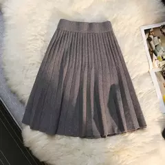 Imagem do Míni saia plissada de malha feminina, cintura alta elástica, saia guarda-chuva linha A, casual sexy, curta, outono, inverno