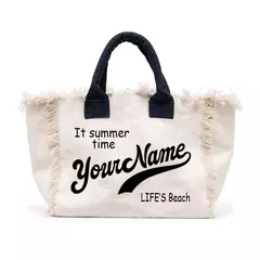 Bolsa de lona elegante e personalizável para mulheres, praia de verão, grande capacidade, bolsa pendular, presentes de casamento na internet