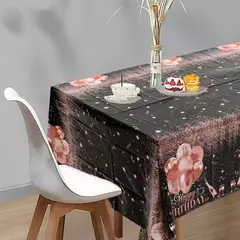 Toalha de mesa descartável para festa de aniversário, capa de mesa para homens e mulheres, ouro rosa, preto, dourado, velho, material de festa - comprar online