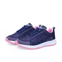 Tênis respiráveis para mulheres, sapatos vulcanizados, sapatilhas de renda, tecido de malha, calçado feminino, liso, novo, moda, 2024 - loja online