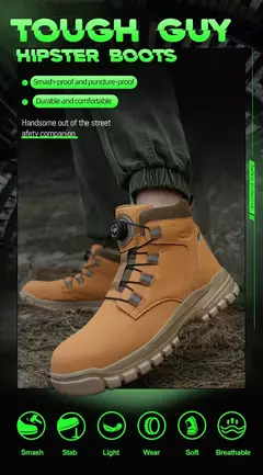 Botas de segurança impermeáveis para homens, Botas de trabalho em aço indestrutível, Anti-Smash, Resistente a facadas, Sapatos de motociclista - loja online