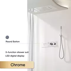 Sistema de chuveiro de bronze preto de luxo wall-mounted led display digital design frio & quente duplo-controle de 4 funções torneira de chuveiro de teto - Wolf Magazine