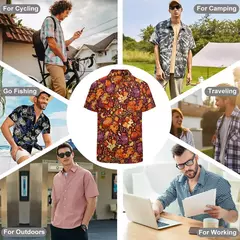 Camiseta havaiana masculina de manga curta, estampa de ovelha 3D, roupas de praia soltas, camisas grandes, verão - loja online