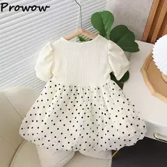 Imagem do Prorow-Patchwork Organza Dress para recém-nascidos, roupas de bebê, Princess Party Dress, Decoração bonito do urso, Vestidos de menina infantil