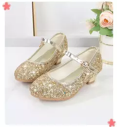 Sapato de salto alto de cristal infantil, sandálias de cristal, fivela, princesa sapato de dança, desempenho estudantil, couro, meninas, moda