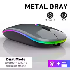 Imagem do Mouse sem fio Bluetooth para Tablet e telefone, Ratos de retroiluminação RGB recarregáveis para iPad, PC, Laptop, 2.4GHz USB