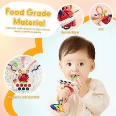 Desenvolvimento De Silicone Chocalho Teether Brinquedos, Montessori, Puxar Cordas Jogos, 1 Ano Brinquedos De Dentição Para Bebês, 6 12 Meses na internet