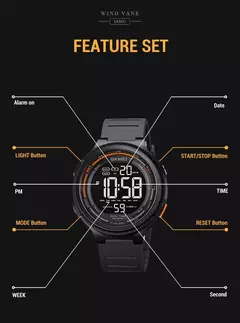SKMEI-1841 Luxo Digital Sports Watch para homens, relógio de pulso impermeável, cronômetro, contagem regressiva, relógio militar, 1560