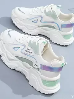 Sapatilhas de plataforma para mulheres, sapatilhas casuais para senhoras, sapatos baixos, verde, 2023 - comprar online