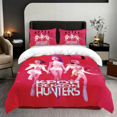 Kpop demon hunters vermelho conjunto de cama único traje de halloween conjunto de cama-2-3 peças consolador colcha capa de edredão fronha conjuntos na internet