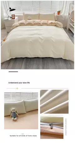 Conjunto de colcha de algodão lavada para dormitório estudantil, cama estilo japonês quadriculada outono e inverno, 4 unid - Wolf Magazine