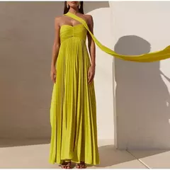 Vestido longo plissado sem alças feminino, Elegante, Sem alças, Fita, Plissado, Sexy, Sem mangas, Sem encosto, Lady, Festa à noite, Novo, Verão, 2022 - comprar online