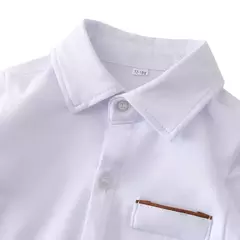 Imagem do Conjunto formal de roupas cavalheiras para o bebê infantil macacão sólido, traje de primeiro aniversário do menino, roupas infantis de algodão infantil, 0-24 meses