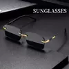 Óculos de sol bloqueadores de luz azul de alta definição para homens e senhoras, óculos de proteção ocular sem moldura quadrada sem aro