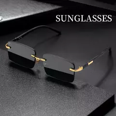 Óculos de sol bloqueadores de luz azul de alta definição para homens e senhoras, óculos de proteção ocular sem moldura quadrada sem aro
