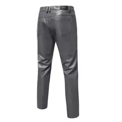 Calças finas de couro PU para homens, calças novas, vermelho, azul, preto, cinza, branco, 2023 - loja online