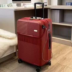 Bagagem de abertura frontal para homens e mulheres, carrinho de viagem, carrinho leve, bagagem de carregamento USB, nova moda 20 "24" 26";;VERDADEIRO;;"Pink,26