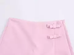 TRAF-minissaia e minissaia de cintura alta feminina, streetwear de verão, shorts assimétricos, rosa e branco, moda - loja online