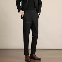 Calça casual justa masculina, cortina avançada, terno formal grosso para escritório, preto, marrom, cinza, azul, outono e inverno - comprar online