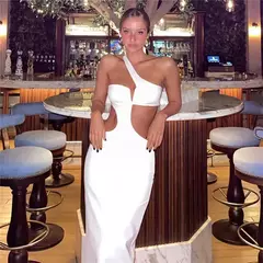 Sexy y2k roupas oco para fora vestido preto sem mangas sem costas bodycon maxi vestidos para mulher 2025 clube festa de aniversário elegante robe