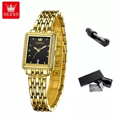 Imagem do Olevs relógios femininos de luxo dourado aço inoxidável relógio feminino luminoso à prova d' água relógio de pulso de quartzo relógios de moda para mulheres
