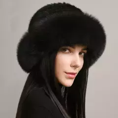 Chapéu de pele de vison genuíno para mulheres gorro de malha natural de luxo chapéu de malha artesanal pele de raposa real moda inverno quente, novo na internet