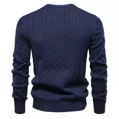 AIOPESON-Suéteres masculinos de algodão bordados em girafa, pulôver com gola redonda, clássico estampado torção, malha masculina - loja online