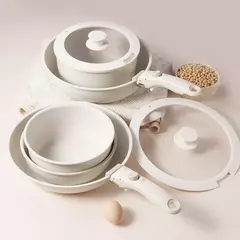 Destacável Kitchen Cookware Set, punho branco, se, 9 peças - comprar online