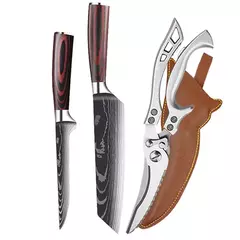 WXCOO-Aço Inoxidável Chef Japonês Faca Set, Tesoura De Cozinha, Faca De Desossagem, Carne Cutelo, Frutas Cutelo, Peixe, Santoku Facas na internet