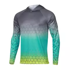 Imagem do FEIYUE-Camisetas Masculinas com Capuz Azul, Manga Comprida, Secagem Rápida, Respirável, Caminhada, Camisas de Pesca, À Prova de UV, UPF 50 Plus, TOPS