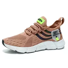 Calçado esportivo respirável masculino, tênis leve, masculino em vulcanização, tênis ao ar livre, corrida, caminhada, verão