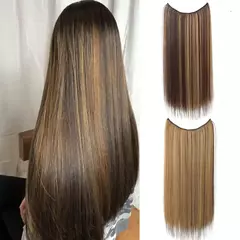 Dutrieux peruca de extensão de cabelo sintético, sem clipe, cabelo longo e reto, linha de pesca invisível para mulheres, preto, marrom, peruca macia - Wolf Magazine