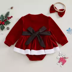 MISOWMNJOY-Romper de veludo com bowknot para bebês, vestido de festa de Natal, roupas recém-nascidas, macacão de manga comprida - comprar online