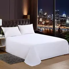 Lençóis de solteiro e casal, lençóis de algodão lavável, lençóis de hotel branco puro, fronhas não incluídas, One Piece, uso doméstico, B & B - loja online