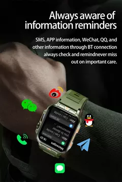 Militar ao ar livre GPS esportes relógio inteligente para homens, 1.95 ", freqüência cardíaca, sangue, oxigênio, chamada Bluetooth, SmartWatches para Android, IOS