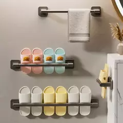 Wall Mounted Slipper Rack para Banheiro, Rack de armazenamento, Quarto, Chuveiro, Banho Chinelos Cabide, Babouche Organizador, Sem Perfuração - comprar online