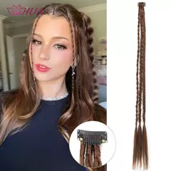 Peruca sintética tranças extensões de cabelo para meninas, boxe trança, especiarias, hairpieces, parte frontal - loja online