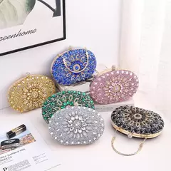 Bolsas De Embreagem De Strass Para Mulheres, Bolsa Redonda Dourada, Cristais Bolsas De Festa, Designer De Diamante, Bolsas Crossbody, Marca De Luxo, 2024 na internet