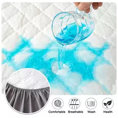 Capa de colchão grossa impermeável, protetor antiderrapante, tampa de cama macia para a pele, lavável à máquina, king e queen size - loja online