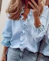 Camisa de manga comprida para mulheres, camisas europeias e americanas, novas, primavera e verão