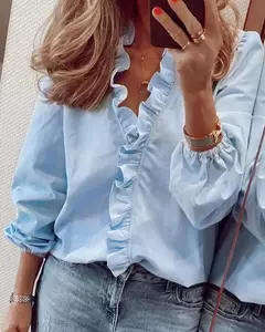 Camisa de manga comprida para mulheres, camisas europeias e americanas, novas, primavera e verão na internet