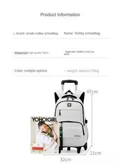 Mochila escolar com rodas para crianças, Mochila rolante para meninos, Mochila de estudante, Bagagem de viagem - Wolf Magazine