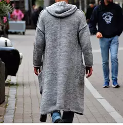 Imagem do Cardigã de malha de algodão manga comprida masculino, suéteres masculinos casuais, monocromáticos, outwear justo, capuz quente, outono, inverno, novo, moda, 2024