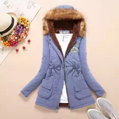 Casaco fino acolchoado de algodão para mulheres, parkas com capuz casual, sobretudo quente acolchoado, outono e inverno, 2023, 2023, emboridery, novo - loja online