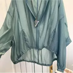 Imagem do Casacos de zíper à prova de sol femininos, casacos finos e soltos, roupas para ver através do exterior, roupas leves, pretas, verão