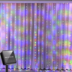 Impermeável Solar LED Curtain Light Decoração de guirlanda ao ar livre, luzes de corda, quintal, Natal, fada, luzes de corda, 300LEDs - Wolf Magazine